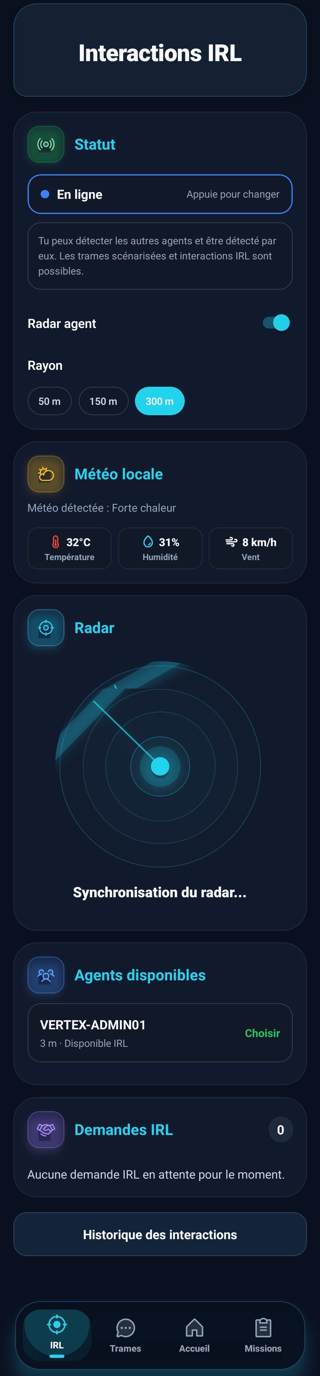 Radar et interactions IRL